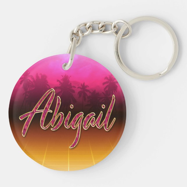 Llavero Abigail Vorname Name golden pink Schlüsselanhänger (Atrás)