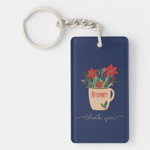 Llavero Abogado Gracias en Navidad Poinsettias