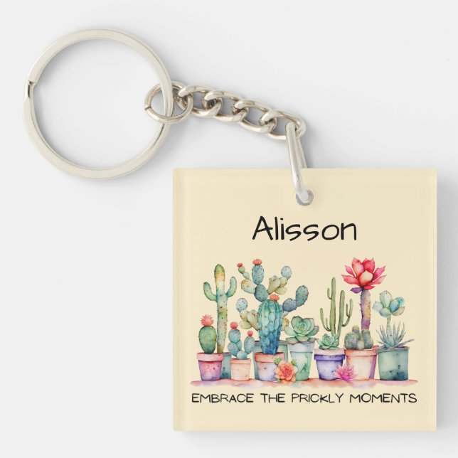 Llavero Abraza Los Pricos Momentos De Cacti Y Suculentos (Frente)