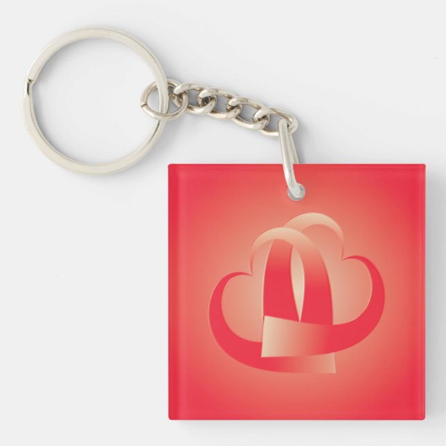 Llavero abrazo de corazones de coral (Frente)