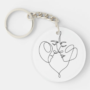 Llavero Abrazo romántico: Una línea de arte de una pareja