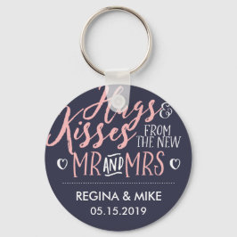 Llavero Abrazo rosa azul de la marina y besos del nuevo se