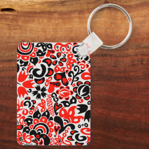 Llavero Abrupción del patrón floral del arte folklórico ét