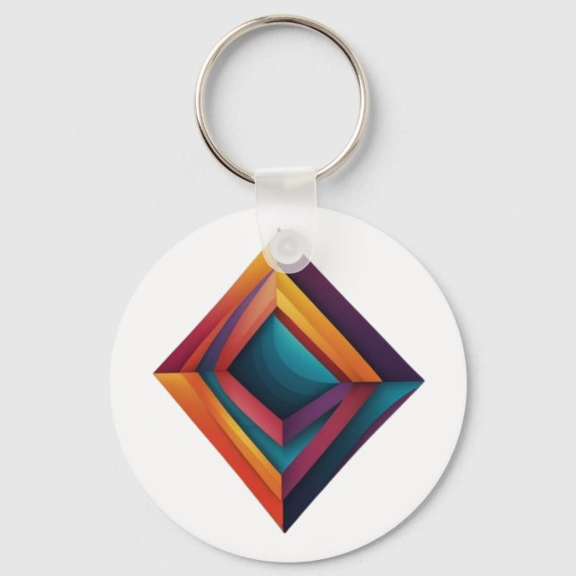 Llavero Abstract 3D Geometric Diamond Gradient Art (Anverso)