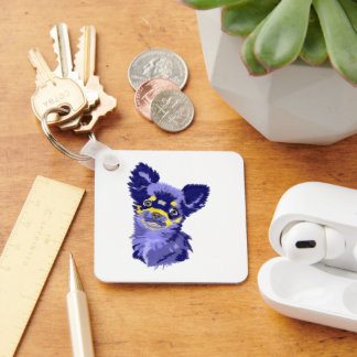 Llavero Abstract Blue Chihuahua Keychain