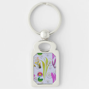 Llavero Abstract Floral with Spirals 3