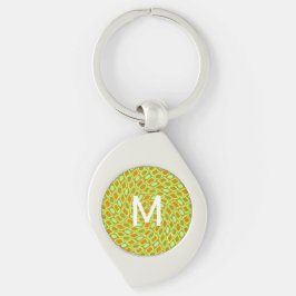 Llavero Abstract geometric swirl retro lime pattern