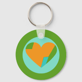 Llavero Abstract Heart Green Teal Orange Circle