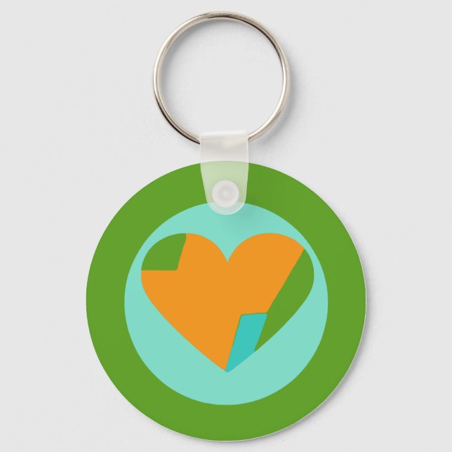 Llavero Abstract Heart Green Teal Orange Circle (Anverso)