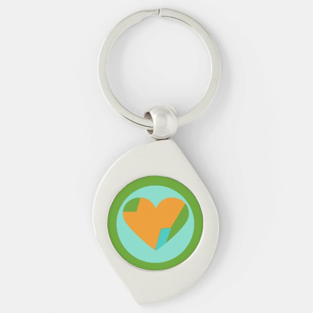 Llavero Abstract Heart Green Teal Orange Circle (Anverso)