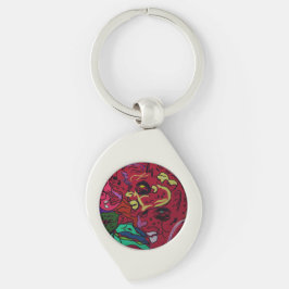 Llavero Abstract Moon Galaxy Art Metal Keychain