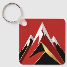Llavero Abstract Mountain Range Red Black Gold