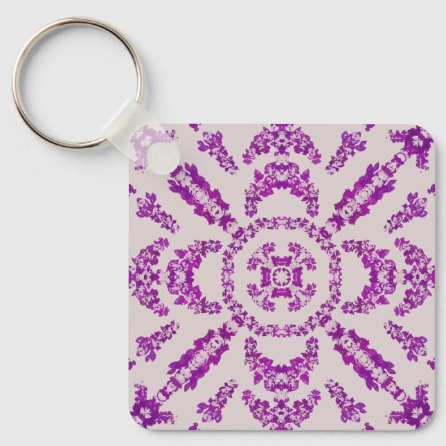 Llavero Abstract Purple Orchid Flower Design Pattern Art (Anverso)
