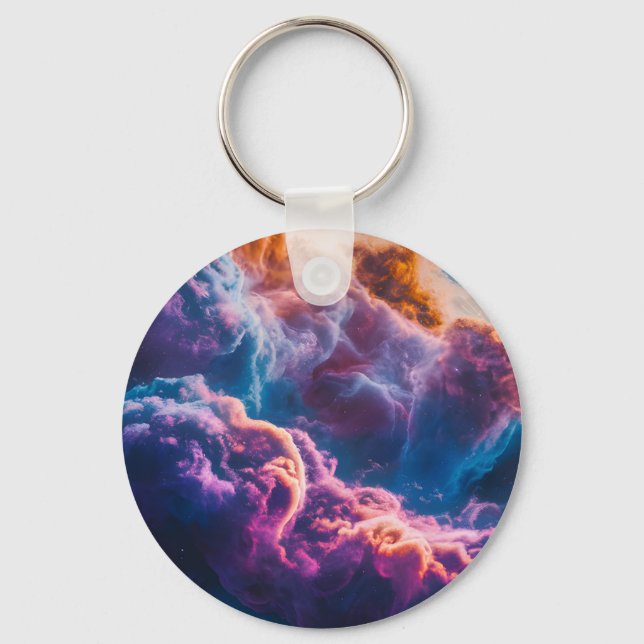Llavero Abstract Space Nebula Art - Colorful Cosmic (Anverso)