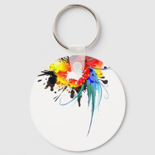 Llavero Abstract Wild Parrot Paint Splatters