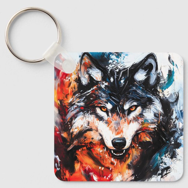 Llavero Abstract Wild Spirit Wolf (Anverso)