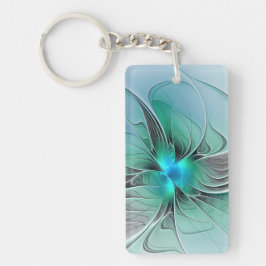 Llavero Abstract With Blue, Modern Fractal Art