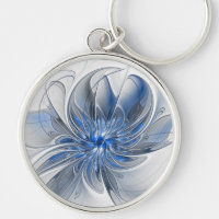 Abstracto Flor de arte fractal de color gris azul