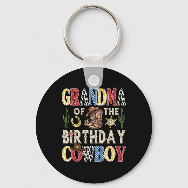 Llavero Abuela Del Cowboy De Cumpleaños Rodeo Occidental (Anverso)