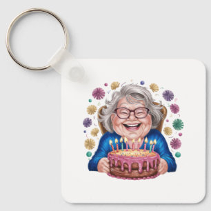 Llavero Abuela gafas felices gráfico de cumpleaños