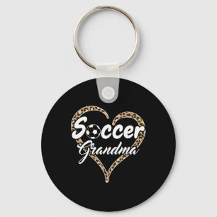 Llavero Abuela orgullosa de fútbol Corazón de leopardo