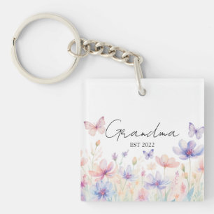 Llavero Abuela Personalizada Año de Est. - Flor y Mariposa