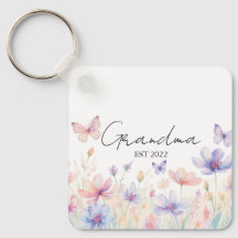 Abuela Personalizada Año de Est. - Flor y Mariposa
