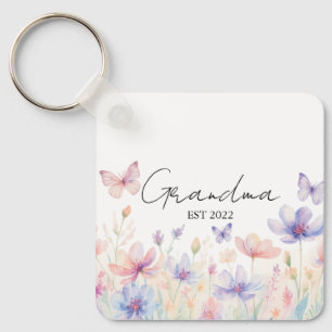 Llavero Abuela Personalizada Año de Est. - Flor y Mariposa