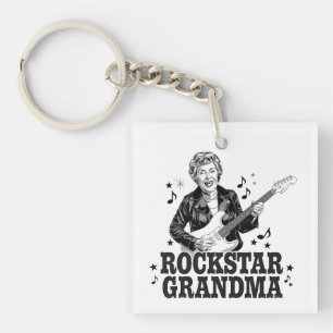 Llavero Abuela Rockstar - Diseño de música divertida y ret