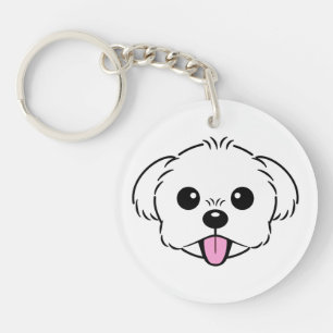 Llavero Aburrido perro de la frívola de Bichon blanco pega