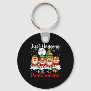 Llavero Acabo De Colgar Con Mis Pomeranianos Navidad Tres