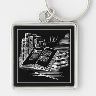 Llavero Academia Blanca Y Negra Monogramada