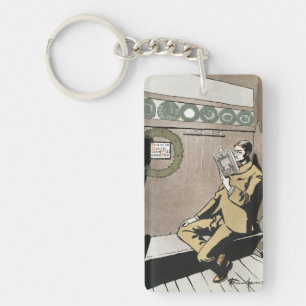 Llavero Academia Oscura Arte Vintage de Hombre Leyendo en