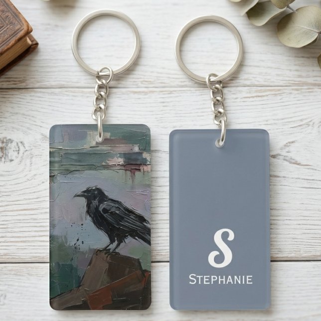 Llavero Academia Oscura Cuervo Estilo Gótico (Moody gothic raven art keychain for the dark academia fan — a unique birthday gift for bird lovers.)