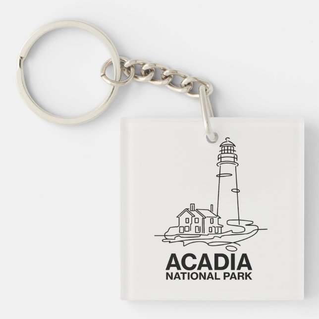 Llavero Acadia National Park Lighthouse Line Art (Frente)