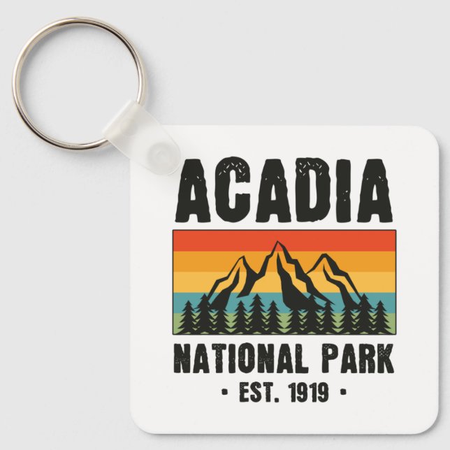 Llavero Acadia National Park, Maine Retro Vintage (Anverso)