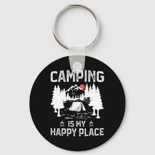 Llavero Acampar es mi lugar feliz Divertido campista bosqu