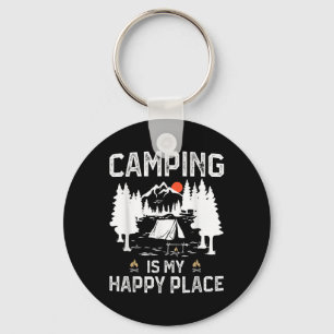 Llavero Acampar es mi lugar feliz divertido campista bosqu