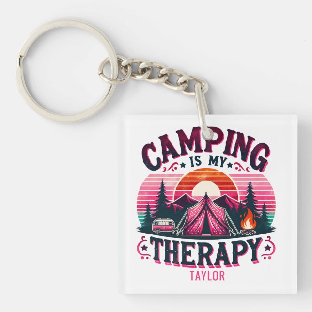 Llavero Acampar es mi terapia (Frente)