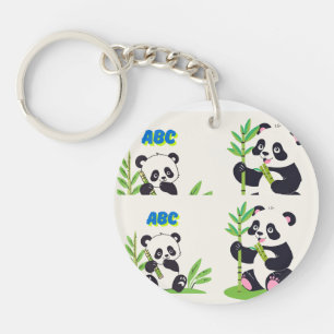 Llavero Accesorio Kawaii para oso blanco y negro