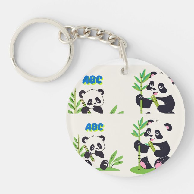 Llavero Accesorio Kawaii para oso blanco y negro (Frente)