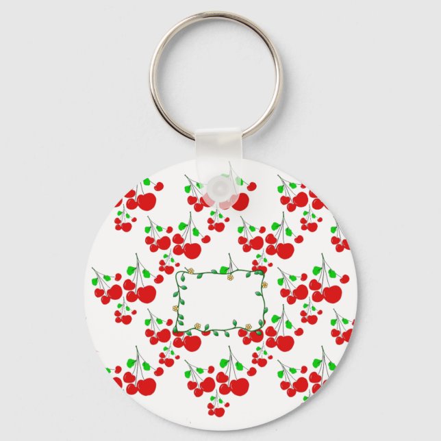 Llavero Accesorios personalizables con patrón de cereza ro (Anverso)