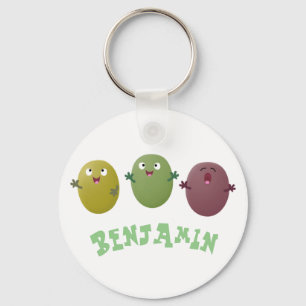 Llavero Aceitunas alegres y lindas cantando el keychain pe