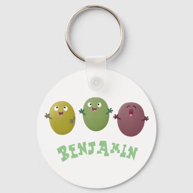 Llavero Aceitunas alegres y lindas cantando el keychain pe (Anverso)