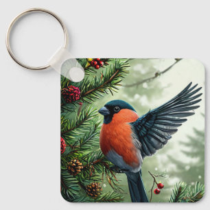 Llavero 🐦 Acento de Pájaro Invernal para Bolsas y Llaves