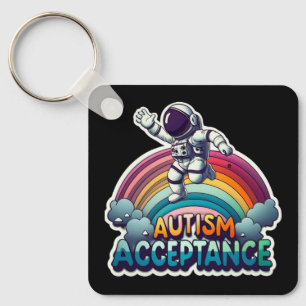 Llavero Aceptación del autismo como astronauta del arco ir