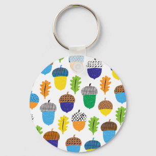 Llavero Acorn Otumn: Patrón de Leafy de la Vintage.