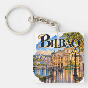Llavero acrílico Bilbao con ilustración de la ciud