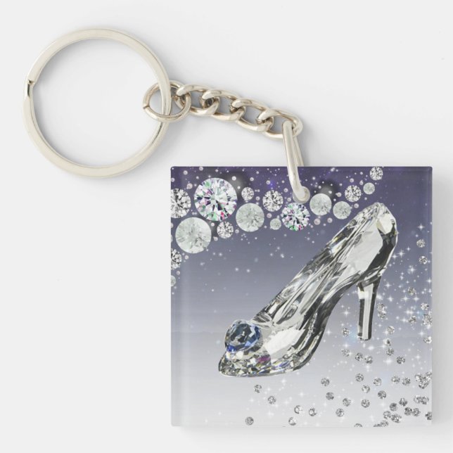 Llavero acrílico con zapato  de  cristal (Frente)
