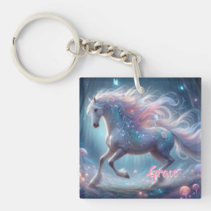 Llavero Acrílico de Caballo Blanco Majestuoso Pers
